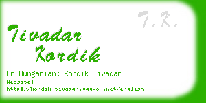 tivadar kordik business card